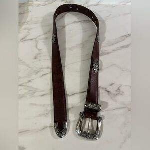 Brighton Dark Brown Leather Belt with Silver Details medium
